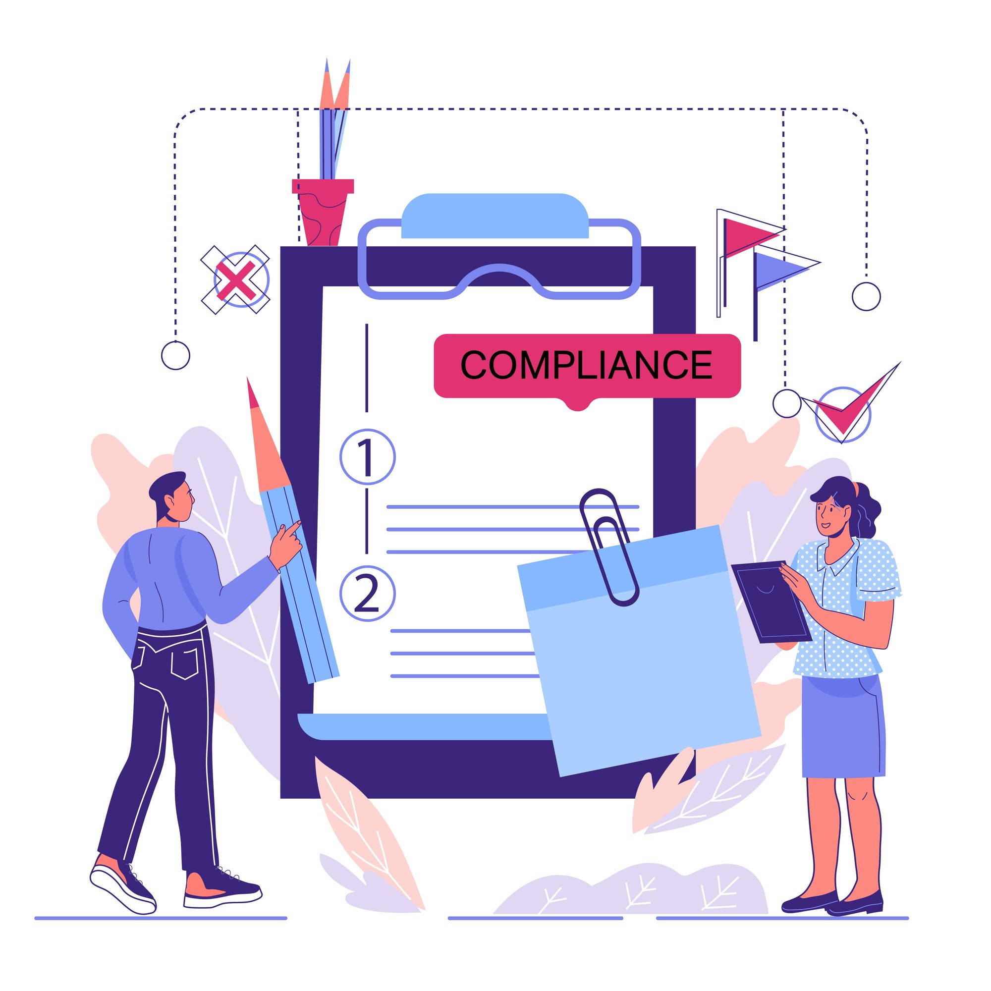 Regulatory compliance concept with tiny business people