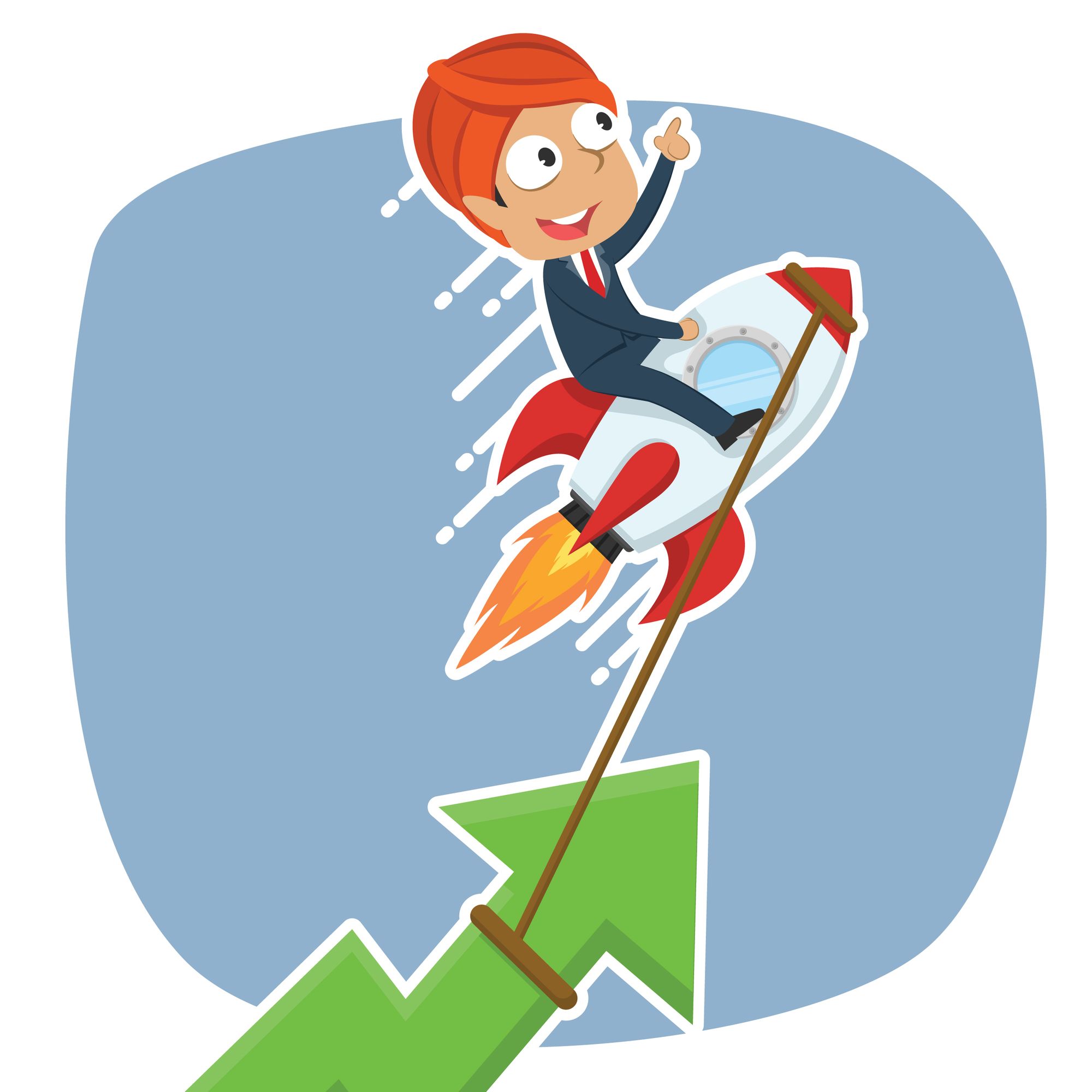 indian businessman raising graph using rocket